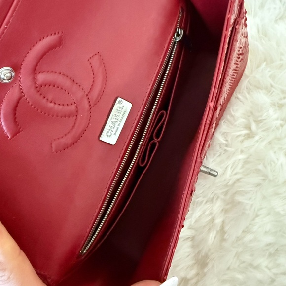 Chanel Small Red Python Flap Bag, Silver Hardware - Picture 13 of 15